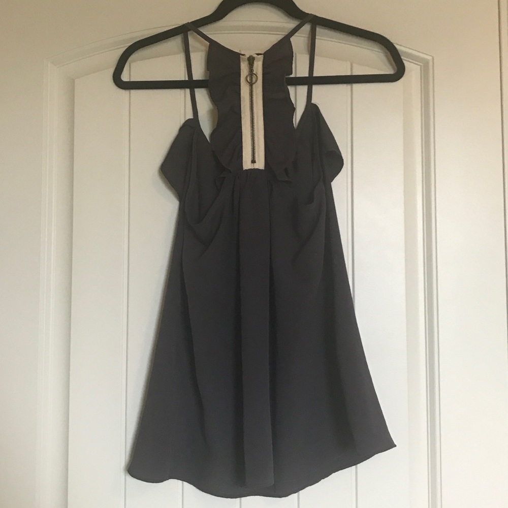 Zippered Racerback Gray Tank